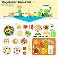 Vegetarian breakfast on the table Royalty Free Stock Photo