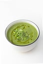 Vegetarian broccoli and spinach cream soup. Healthy food. Healthy lifestyle. Lean menu. Isolated object. Photo on a Royalty Free Stock Photo