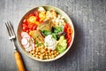 Vegetarian Buddha bowl with assorted veggies