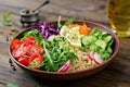 Vegetarian Buddha bowl with quinoa and fresh vegetables. Royalty Free Stock Photo