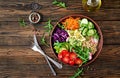 Vegetarian Buddha bowl with quinoa and fresh vegetables Royalty Free Stock Photo