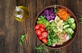 Vegetarian Buddha bowl with quinoa and fresh vegetables. Royalty Free Stock Photo