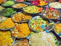 Vegetarian buffet street food on the main market in Luang Prabang, Laos