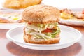 Vegetarian burger close-up on white plate Royalty Free Stock Photo