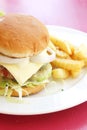 Vegetarian Burger With French Fries Royalty Free Stock Photo