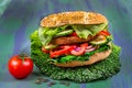 Vegetarian burger with vegetable steak ,vegan food