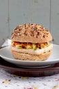 Vegetarian burgers with wholegrain buns, tofu and vegetables Royalty Free Stock Photo