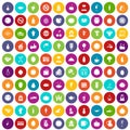100 vegetarian cafe icons set color