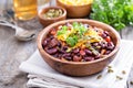Vegetarian chili with red and black beans Royalty Free Stock Photo