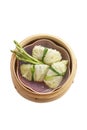 Vegetarian chinese food in bamboo basket