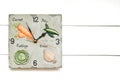 Vegetarian clock for vegetable diet, time to have breackfast, clock background, clock concept