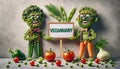 Vegetarian concept from funny vegetables. \