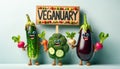 Vegetarian concept from funny vegetables. \