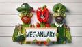 Vegetarian concept from funny vegetables. \