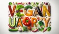 Vegetarian concept from vegetables, fruits and plant based protein food top view. Veganuary month long vegan commitment in January Royalty Free Stock Photo