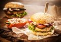 Vegetarian Couscous Burgers with Fresh Toppings Royalty Free Stock Photo