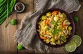 Vegetarian couscous salad with brussels sprouts, mushrooms, carrots and spices. Fitness food. Proper nutrition Royalty Free Stock Photo