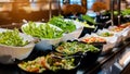 Vegetarian culinary buffet. Cuisine culinary buffet vegetarian restaurant. cold appetizers and vegetables salats. Royalty Free Stock Photo