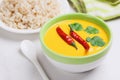 Vegetarian curry Gujarati Kadhi with chickpea and yogurt