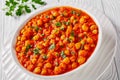 Vegetarian dish: indian chana masala, top view