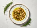 vegetarian dish with peas and beans cooked with pine nuts Royalty Free Stock Photo