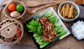 Vegetarian dish for vegans, bok choy sauce with mushrooms