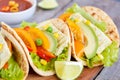 Vegetarian fajitas with tofu and vegetables. Royalty Free Stock Photo