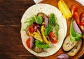 Vegetarian fajitas wheat tortilla with grilled vegetables Royalty Free Stock Photo