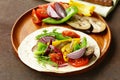 Vegetarian fajitas wheat tortilla with grilled vegetables Royalty Free Stock Photo