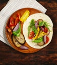 Vegetarian fajitas wheat tortilla with grilled vegetables Royalty Free Stock Photo