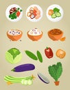 Vegetarian Food Collection Vector Illustration