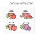 Vegetarian food color icons set