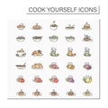 Vegetarian food color icons set Royalty Free Stock Photo