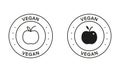 Vegetarian Food Labels. Bio Healthy Fresh Vegetable. Vegan Black Stamp Set. Organic Product for Vegan Symbol. Natural Royalty Free Stock Photo