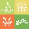 Vegetarian food and organic products vector logo Royalty Free Stock Photo