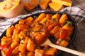 Vegetarian food: pumpkin curry close-up. horizontal