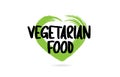 vegetarian food text word with green love heart shape icon