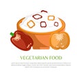 Vegetarian Food Vector Illustration, Color Banner