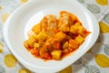 Vegetarian food: vegetable stew with cabbage, eggplant and celery Royalty Free Stock Photo