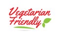 Vegetarian Friendly hand written word text for typography design in red