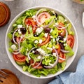 Vegetarian greek salad with vinaigrette dressing