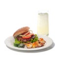 Vegetarian hamburger with lemonade Royalty Free Stock Photo