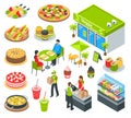 Vegetarian Healthy Cafe Isometric Set Royalty Free Stock Photo