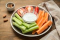 Vegetarian healthy snacks, vegetable snack: carrots, celery, tom Royalty Free Stock Photo