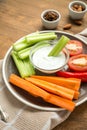 Vegetarian healthy snacks, vegetable snack: carrots, celery, tom Royalty Free Stock Photo