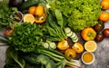 Vegetarian helthy food cooking ingredients. Top view close-up