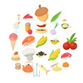 Vegetarian icons set, cartoon style