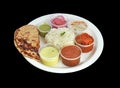 Vegetarian  Indian food in white plate Royalty Free Stock Photo