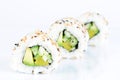 Vegetarian insideout rolls against white background Royalty Free Stock Photo