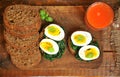 Vegetarian Italian breakfast with blood orange juice and sandwich Royalty Free Stock Photo